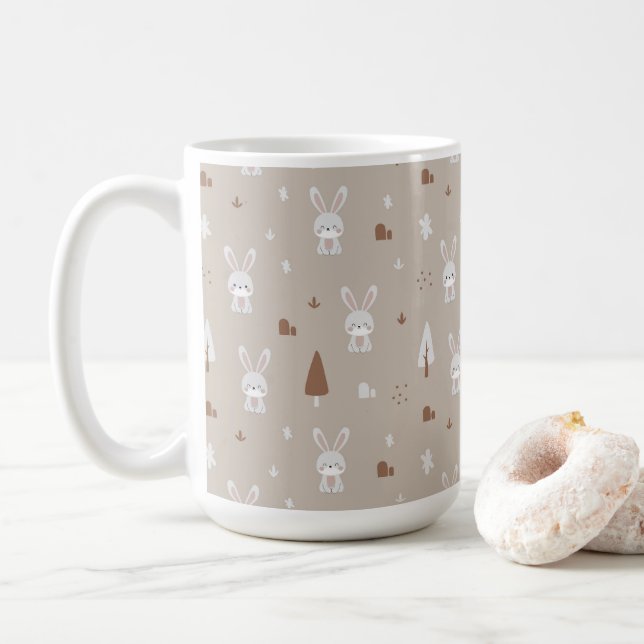 Adlige Rabbit Kids Muster Kaffeemaschine Tasse (Mit Donut)