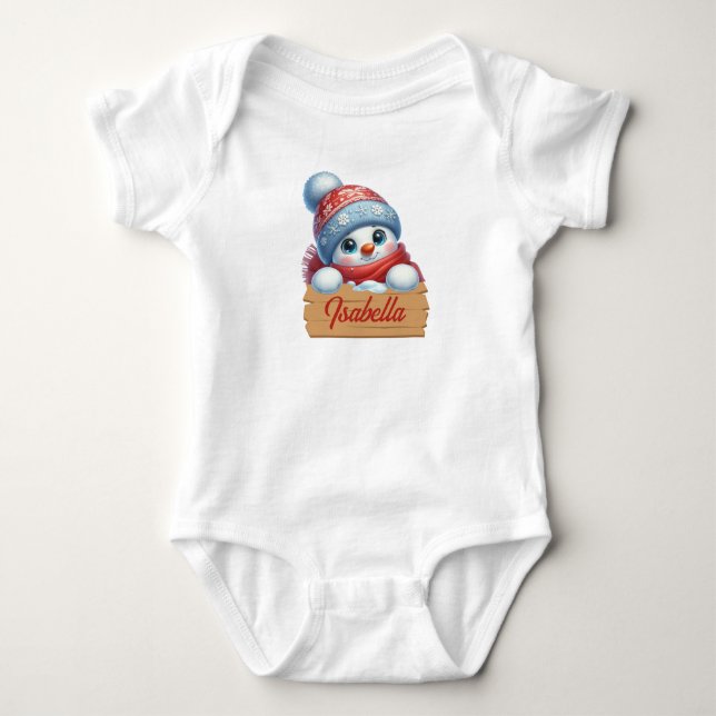 Adlige Weihnachts-Snowman Baby Bodysuit Strampler (Vorderseite)