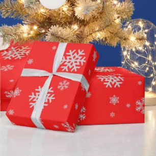 Adlige Weihnachtsmuster weiße Schneeflocken rot Geschenkpapier