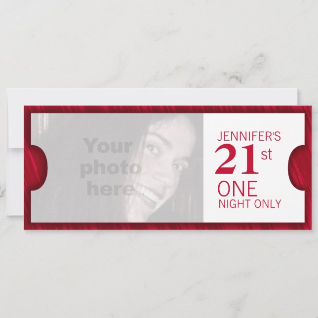 Admettre deux VIP 21e anniversaire invitation phot (Devant)