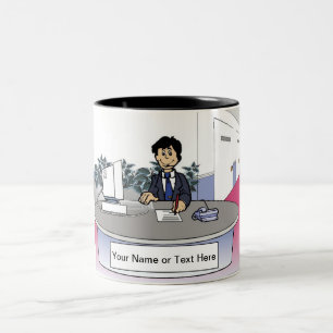 Admin Asst, Receptionist - Männlicher Cartoon Zweifarbige Tasse