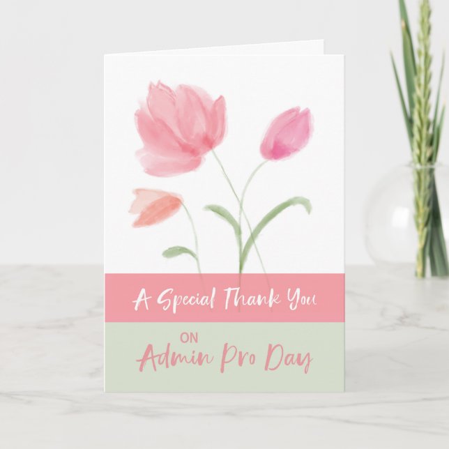 Admin Pro Day Vielen Dank für die rosa Blume Karte (Vorderseite)