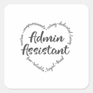 Admin, Verwaltungsassistent, Asst Quadratischer Aufkleber