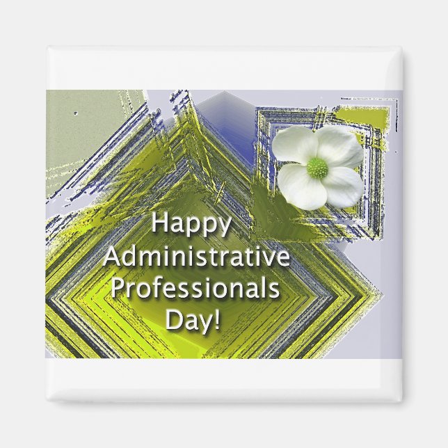 Administrativ Day White Floral Magnet (Vorne)