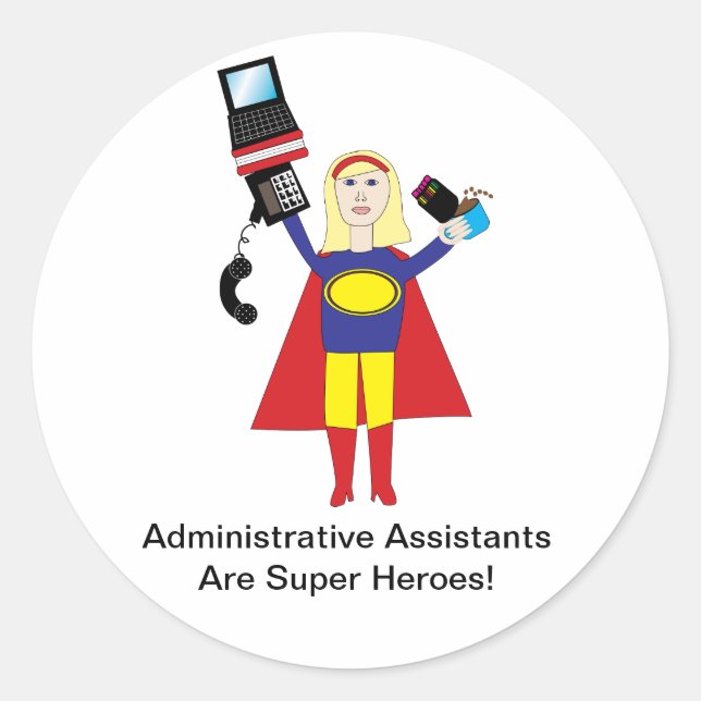 Administrative Beruflich Super Helden personalisie Runder Aufkleber (Vorderseite)