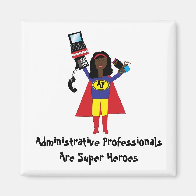 Administrative Beruflich Super Hero (African Am Magnet (Vorne)