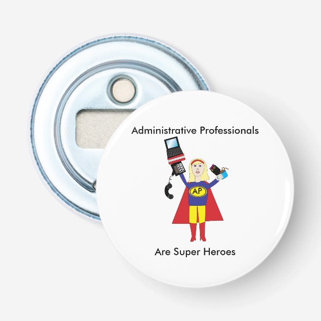 Administrative Beruflich Super Hero (Blonde) Flaschenöffner (Vorderseite)