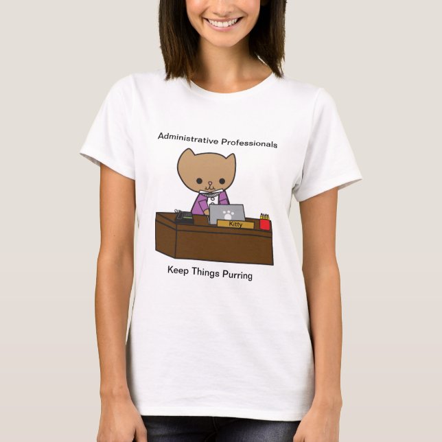 Administrative Berufliche Niedliche Katzenpersonal T-Shirt (Vorderseite)