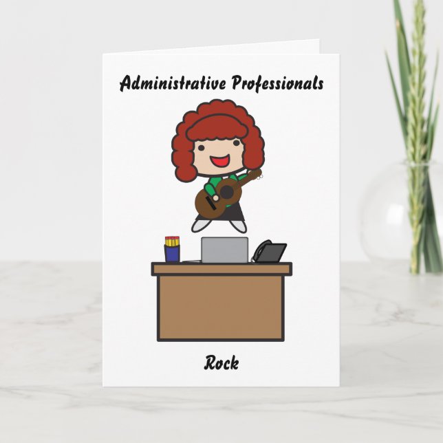 Administrative Professionals Rock (rote Haare) Fun Karte (Vorderseite)