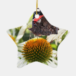 Admiral Butterfly auf Blume Keramik Ornament
