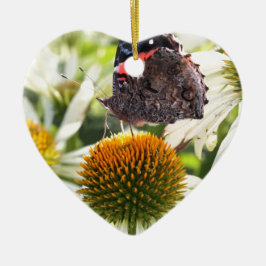 Admiral Butterfly on Flower Keramikornament