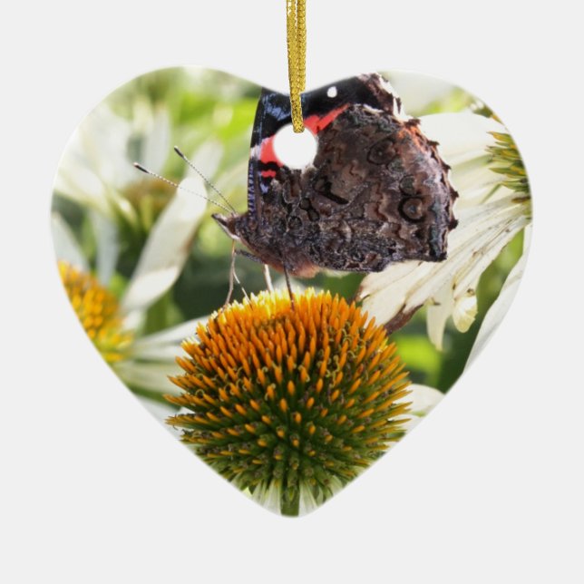 Admiral Butterfly on Flower Keramikornament (Vorne)