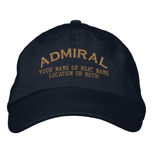 Admiral Custom Ihr Name Boot Lokal Bestickte Baseballkappe (Vorderseite)