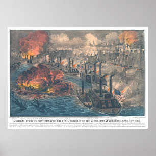 Admiral Porters Flotte durchbricht die Rebellenspe Poster