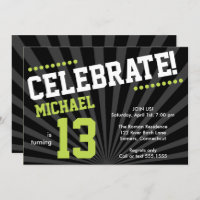 Ado Boy Invitation d'anniversaire, Lime Green et B