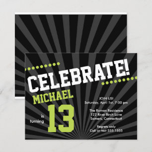 Ado Boy Invitation d'anniversaire, Lime Green et B