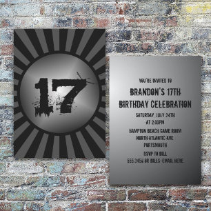 Ado Boys Black and Grey Custom Birthday Invitation