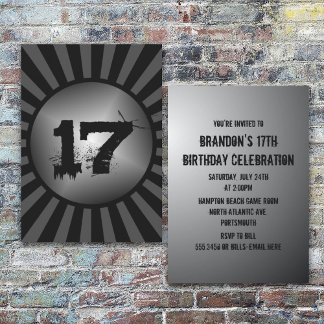 Ado Boys Black and Grey Custom Birthday Invitation