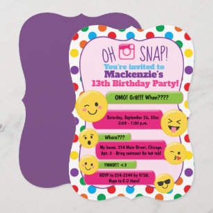Ado Emoji fille Tween Anniversaire Invitation Die