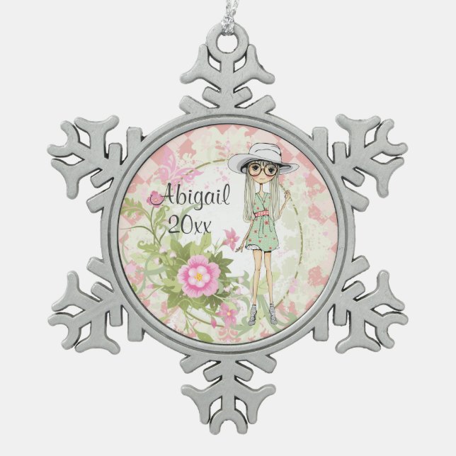 Ado personnalisée fille avec ornement de fleurs (Devant)