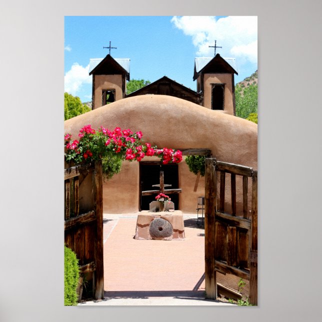 Adobe Church Sanctuario Chimayo New Mexico Foto Poster (Vorne)