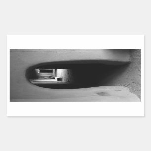 Adobe Doorway Architecture Black & White Foto Rechteckiger Aufkleber