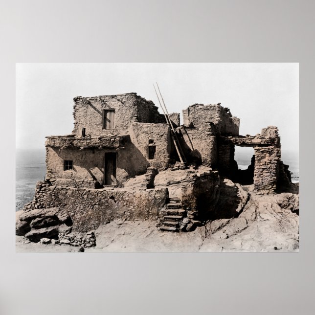 ADOBE DWELLING of HOPI AMERIKANISCHEN UREINWOHNERS Poster (Vorne)