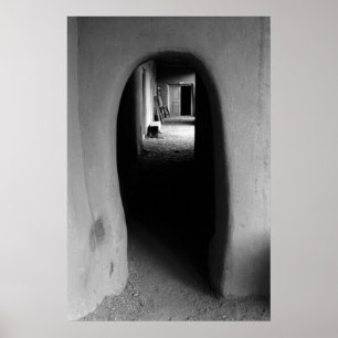 Adobe-Torweg-Architektur Schwarzweißfoto Poster