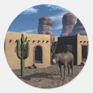 Adobe Wohnungen und Burro Runder Aufkleber