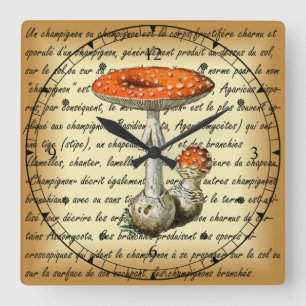 Adolphe Millot ~ Champignons-für alle-fixiert ~ Quadratische Wanduhr