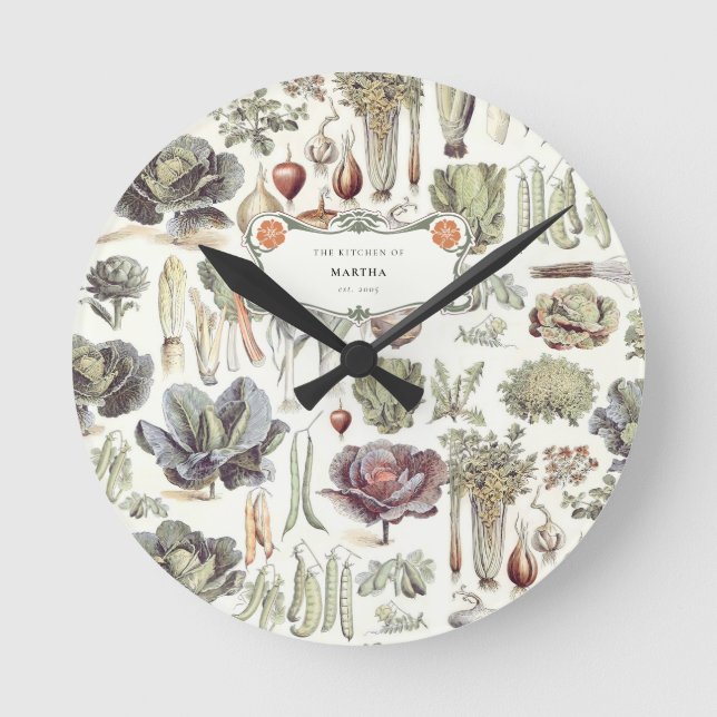 Adolphe Millot Vegetable Pattern Round Clock Runde Wanduhr (Vorderseite)
