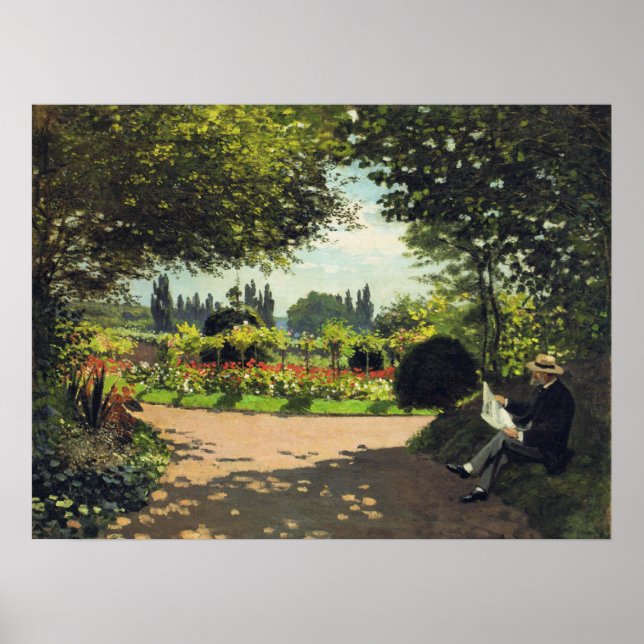 Adolphe Monet Reading im Garten - Claude Monet Poster (Vorne)