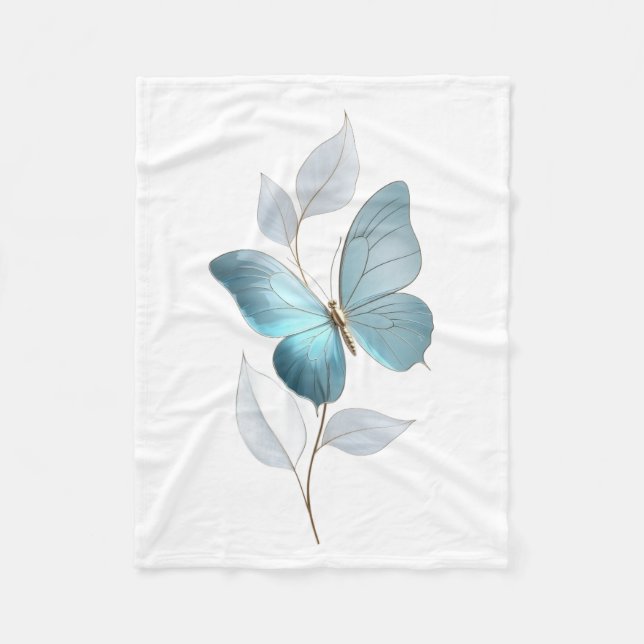 ADOM Blaue Schmetterlings-Botanik-Decke Fleecedecke (Vorderseite)