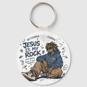 ADOM "Jesus ist mein Fels" Damen-T-Shirt Schlüsselanhänger