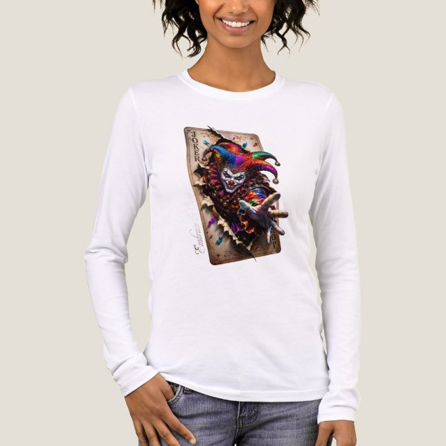 ADOM Joker Spielkarte Langarmshirt Tri-Blend Shirt (Vorderseite)