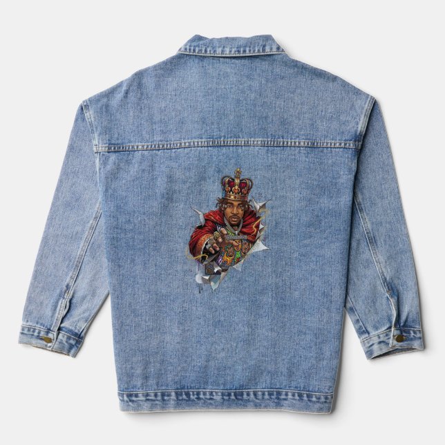 ADOM König Spielkarte Langarmshirt Jeansjacke (Rückseite)