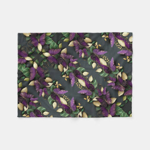 ADOM Lila Schmetterling Goldblatt Decke