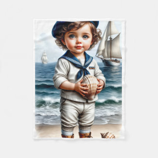 ADOM Little Sailor Kids Art Blanket Fleecedecke