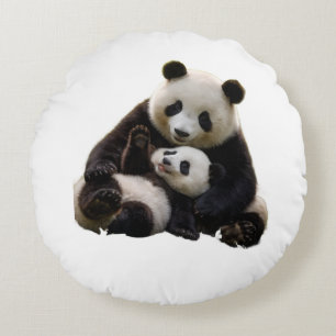 ADOM Premium Panda Bär Kinderzimmer Wurfdecke Rundes Kissen