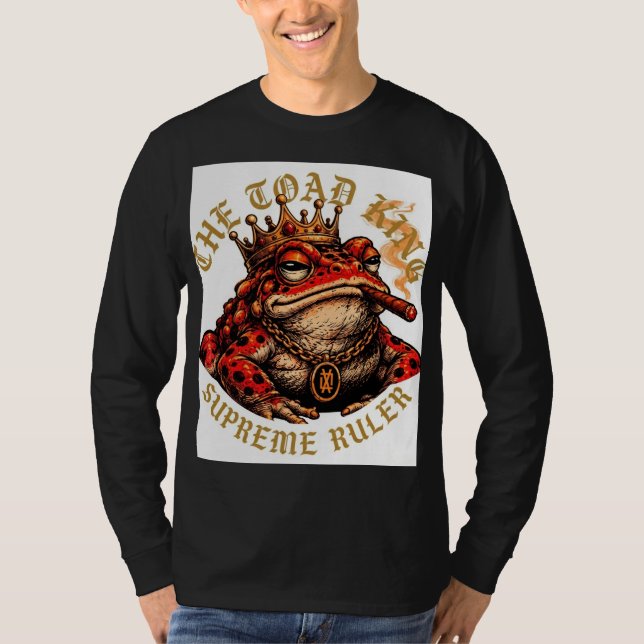 ADOM Premium "Toad King" Minimalist Grafik Longsle T-Shirt (Vorderseite)