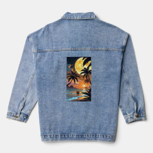ADOM Premium Tropical Sunset Grafik T-Shirt für Da Jeansjacke