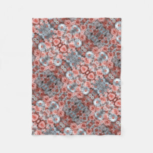 ADOM Rosa Blumenmosaik-Decke Fleecedecke