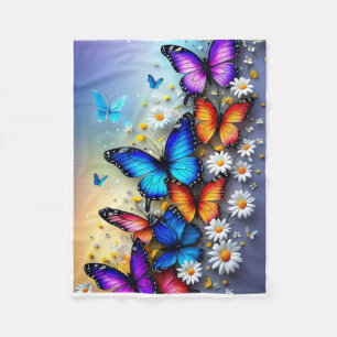 ADOM Schmetterling- und Gänseblümchen-Wurfdecke Fleecedecke