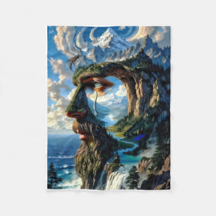 ADOM Surrealer Natur-Berg-Gesichtsteppich Fleecedecke