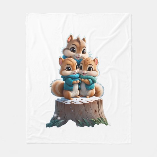 ADOM Süße Winter Eichhörnchen Kinderdecke Fleecedecke (Vorderseite)