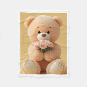 ADOM Süßer Teddybär mit Rosen-Decke Fleecedecke