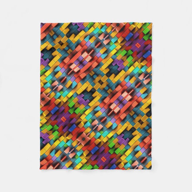 ADOM Vibrante 3D-Pixel-Block-Decke Fleecedecke (Vorderseite)