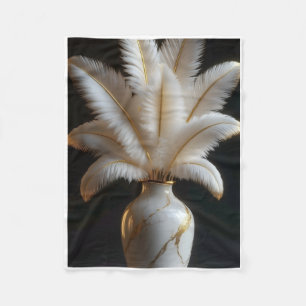 ADOM White Feather Luxus-Vase-Blanket Fleecedecke