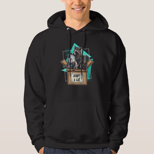 Adopt a Cat Raccoon Opossum Skunk Trash Pandas Str Hoodie (Vorderseite)