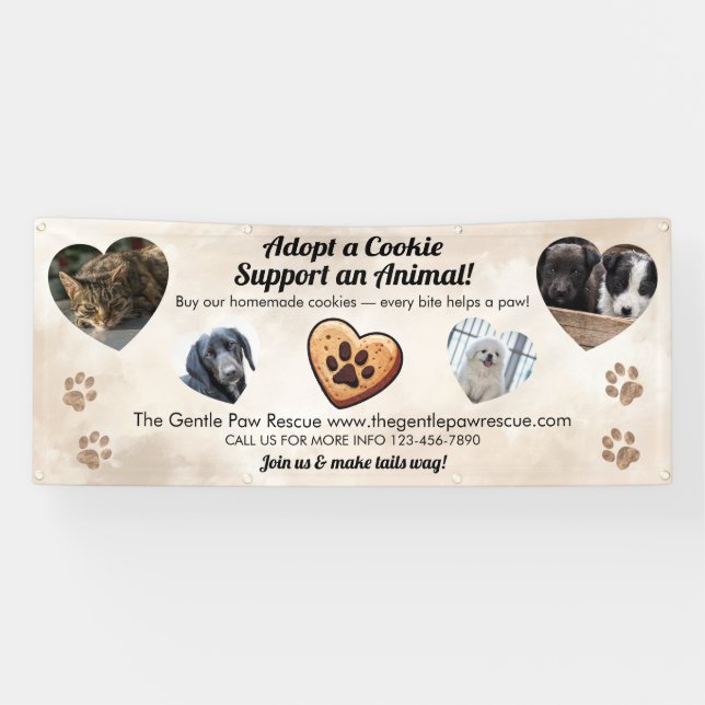 Adopt a Cookie Animal Rescue Fundraising Banner (Horizontal)